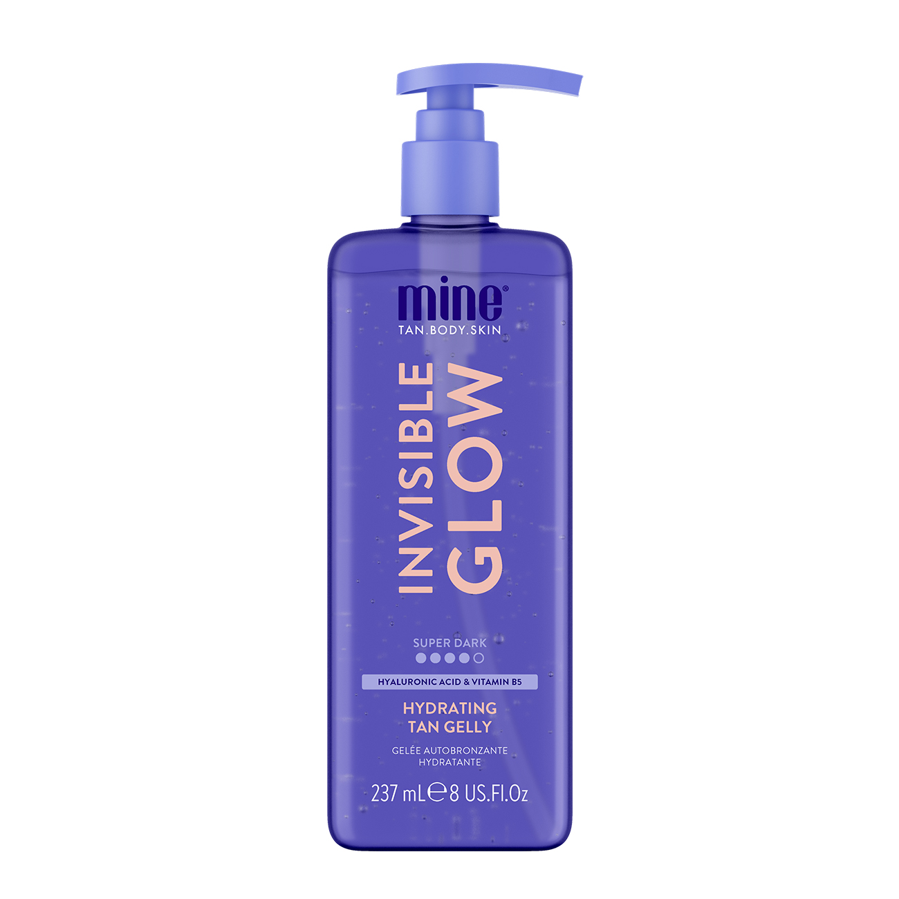 MINE TAN, Увлажняющий гель-автозагар с сияющим ультра-темным оттенком Invisible Glow Super Dark Hydrating Tan Gelly, 237 мл